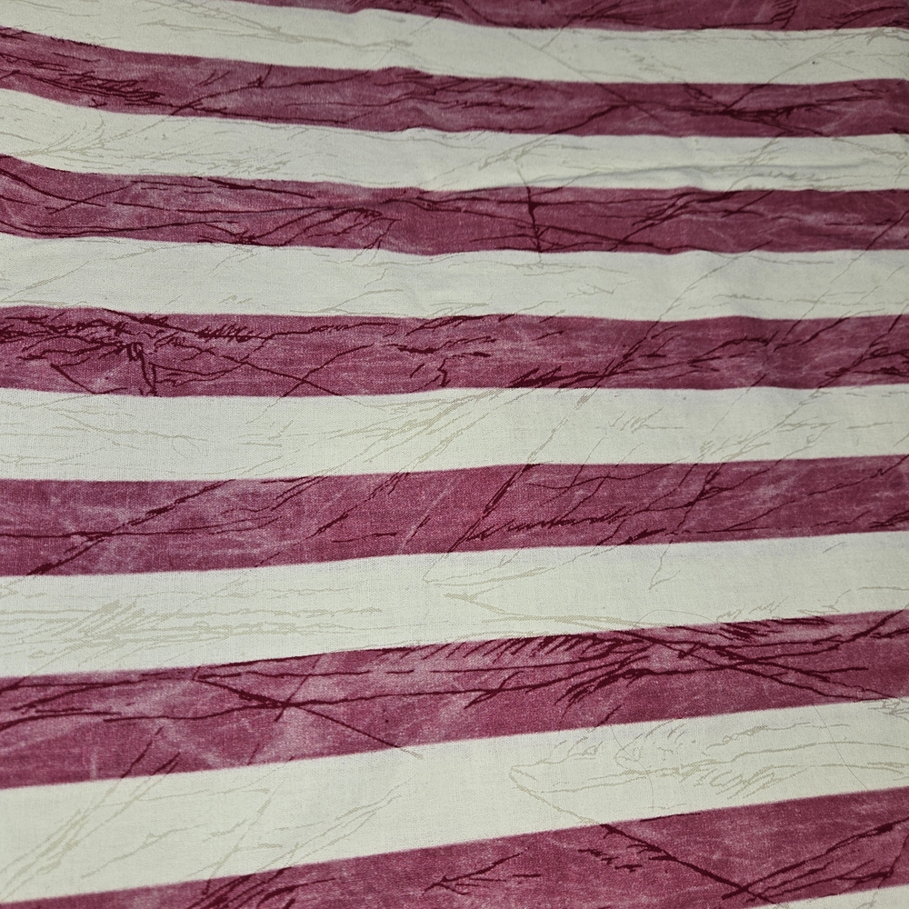 Reddish Pink & Cream Striped Cotton Fabric Flawed 3 Yards × 44 Inches